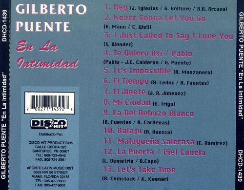 CD de Gilberto Puente - En la intimidad