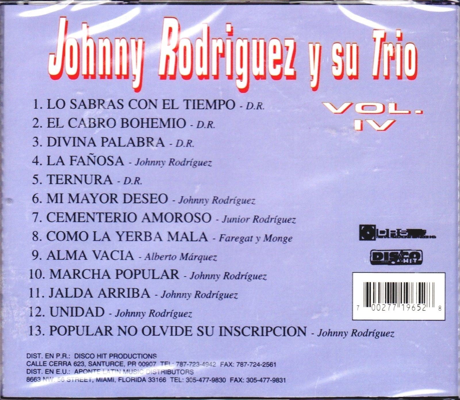 CD de Johnny Rodríguez y su Trío - Vol. IV