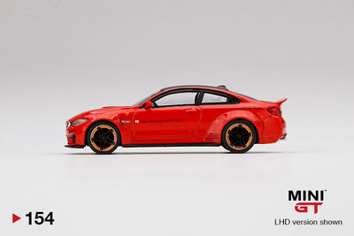 BMW M4 DE TRABAJO A ESCALA 1/64 LB - ROJO CON RUEDA DE COBRE 