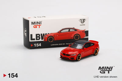 BMW M4 DE TRABAJO A ESCALA 1/64 LB - ROJO CON RUEDA DE COBRE 