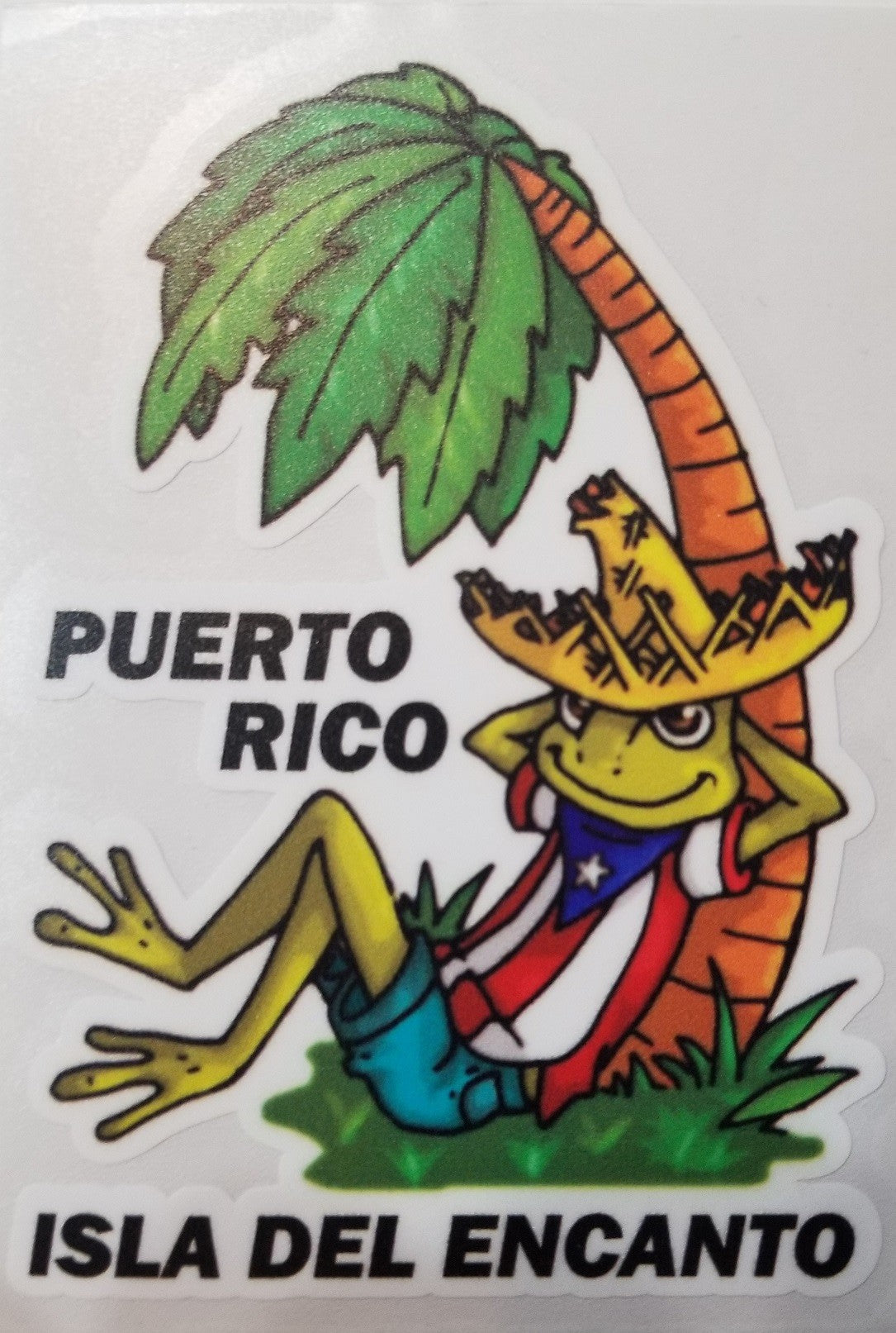 Sticker de PR - Coquí bajo palma