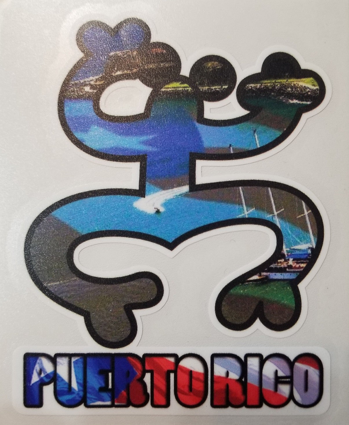 Sticker de PR - Coqui Taíno con bandera