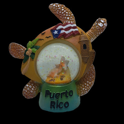 TORTUGA WATER BALL YELLOW WITH GARITA, PALM TREES, AND PUERTO RICO FLAG - BOLA DE AGUA EN FORMA DE TORTUGA COLOR AMARILLO CON BANDERA PALMAS Y GARITA DE PUERTO RICO