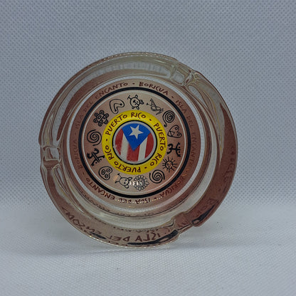 PUERTO RICO ASHTRAY WITH FLAG AND TAINOS SYMBOLS- CENICERO SIMBOLOS TAINOS Y BANDERA DE PUERTO RICO