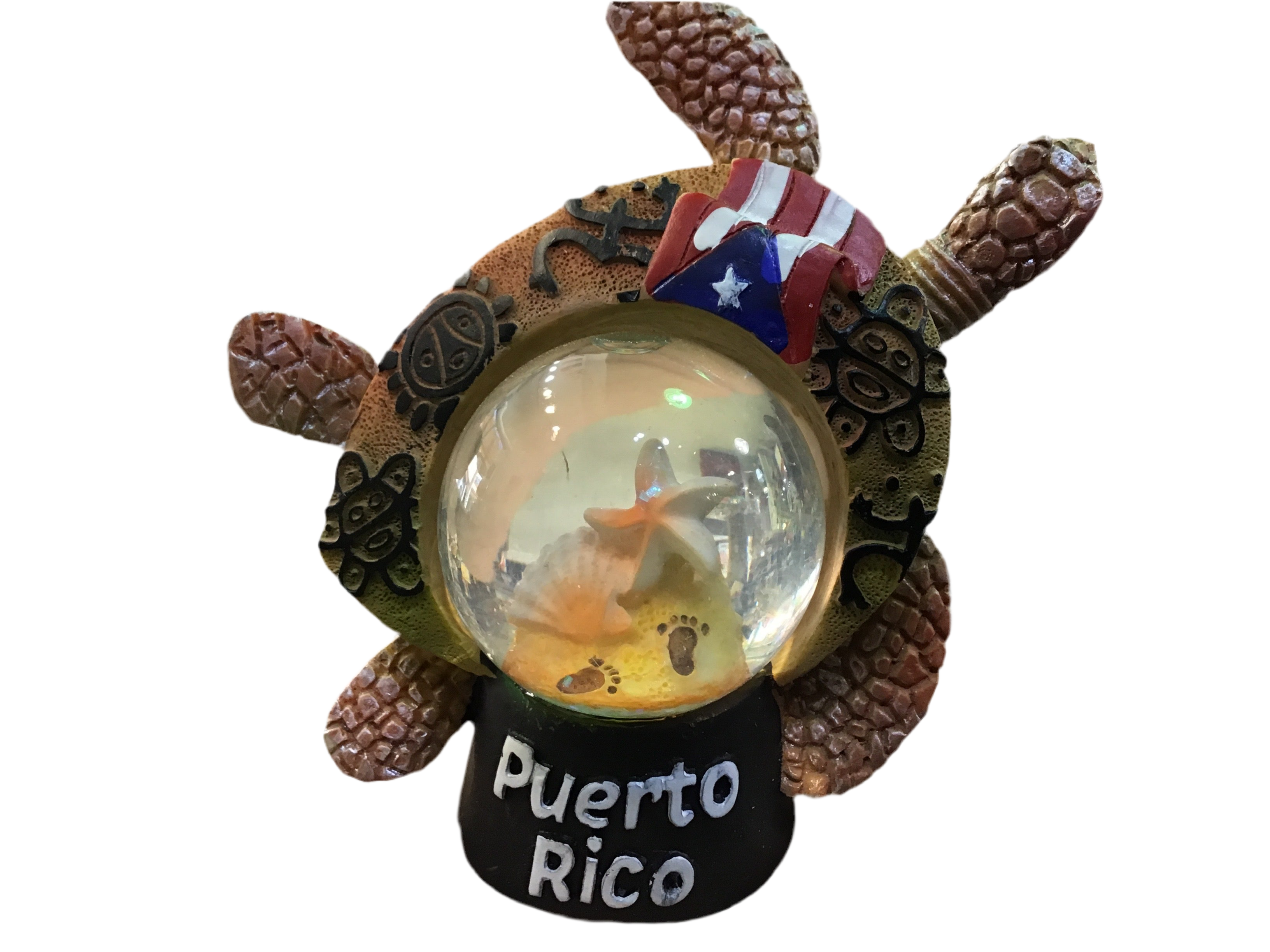 TORTUGA WATER BALL WITH TAINO SYMBOLS AND PUERTO RICO FLAG - BOLA DE AGUA EN FORMA DE TORTUGA CON SIMBOLOS TAINOS Y BANDERA DE PUERTO RICO