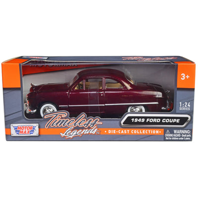 1/24 1949 FORD COUPE METALLIC BURGUNDY - TIMELESS LEGENDS