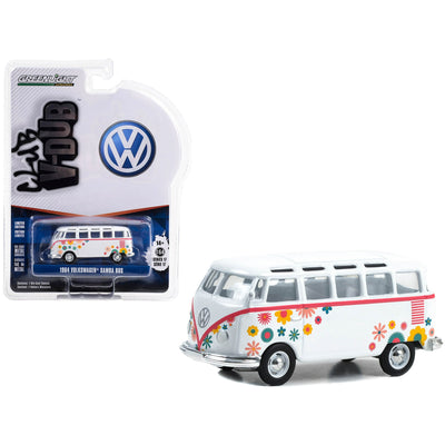 1/64 1964 VOLKSWAGEN SAMBA BUS BLANCO CON FLORES GRÁFICOS DE PODER