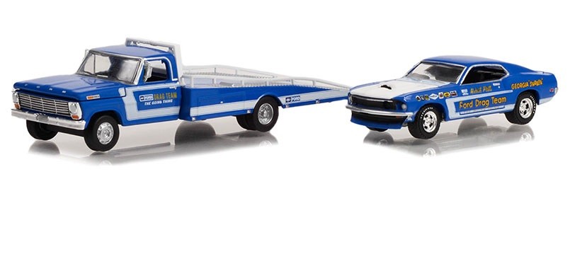 1/64 1969 FORD F-350 RAMP TRUCK & 1969 FORD MUSTANG - H.D TRUCKS