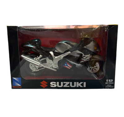 1/12 MOTORA SUZUKI GSX-R1300R HAYABUSA BLACK & GRAY WITH PUERTO RICO FLAG.