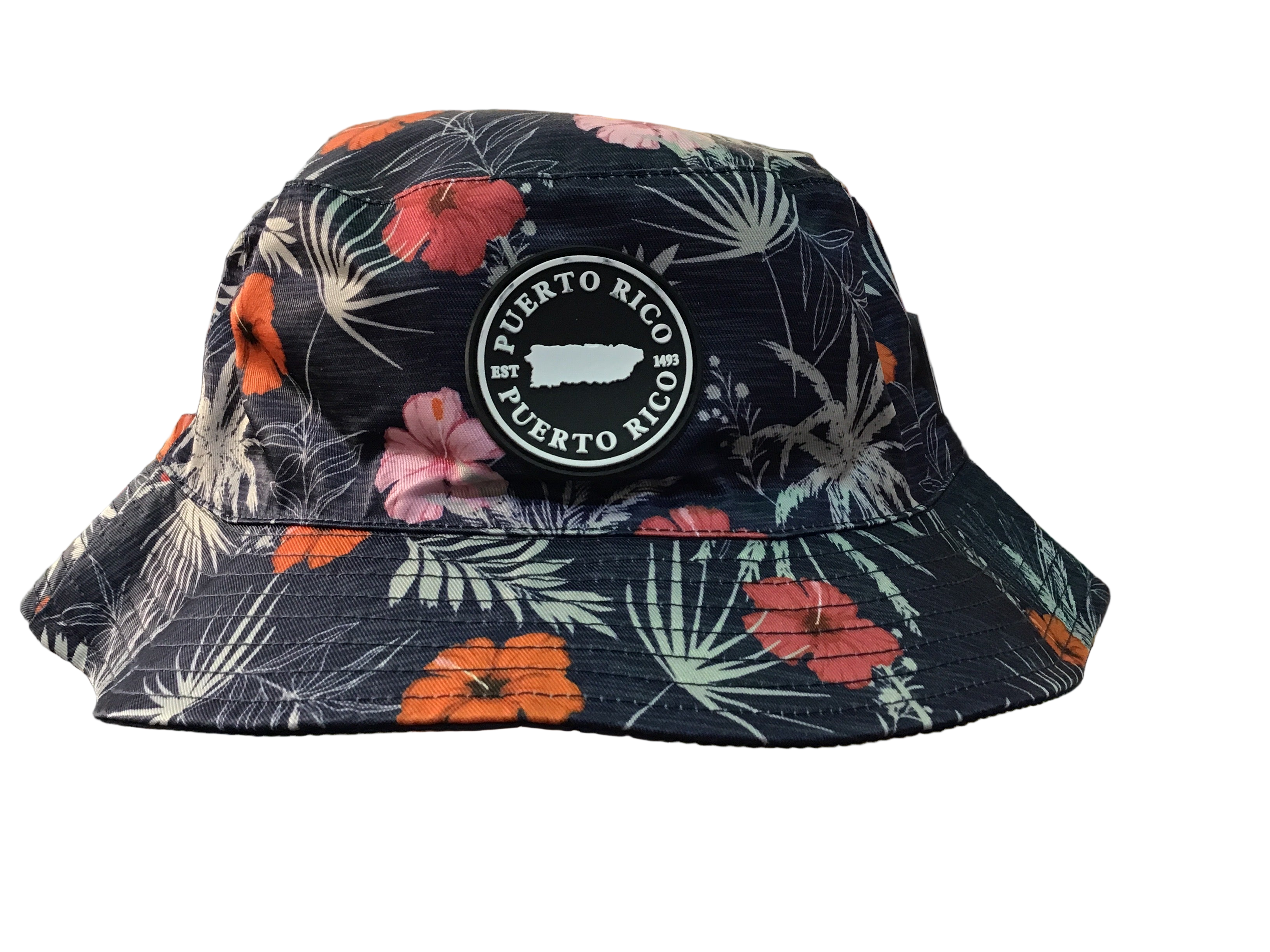 SOMBRERO REVERSIBLE DE PUERTO RICO- PUERTO RICO FLOWER BUCKET HAT REVERSIBLE ISLAND