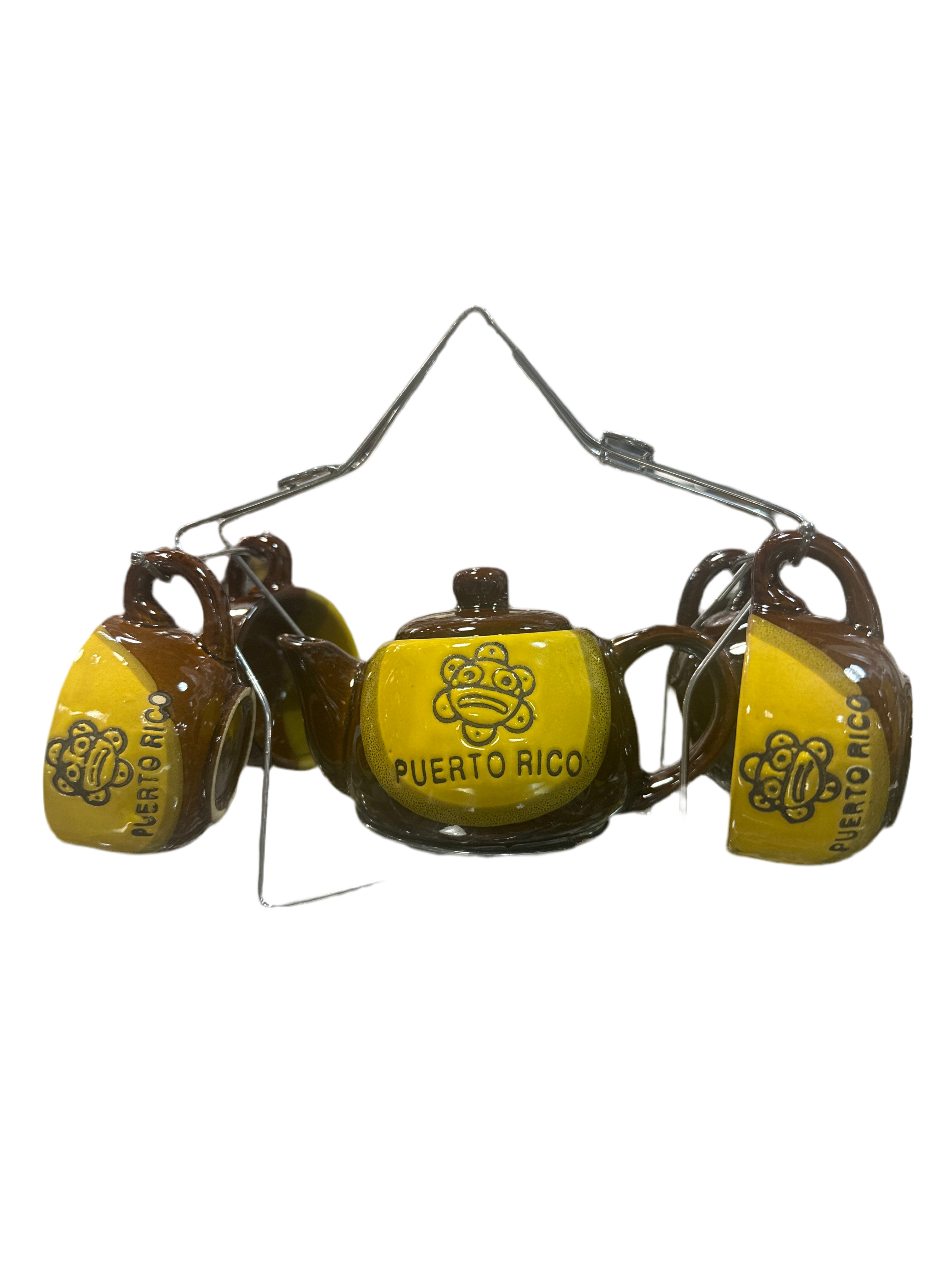 PUERTO RICO COFFEE SET WITH TAINO SUN DESIGN (9 PCS)