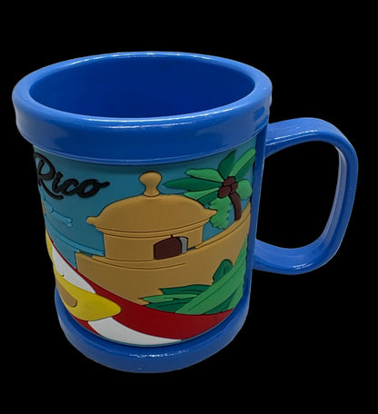 TAZA - PUERTO RICO DESIGN PLASTIC MUG W/ EMBOSSED  (RELIEVE)