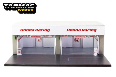 DIORAMA DE GARAJE DE CARRERAS HONDA A ESCALA 1/64 - TARMAC WORKS 