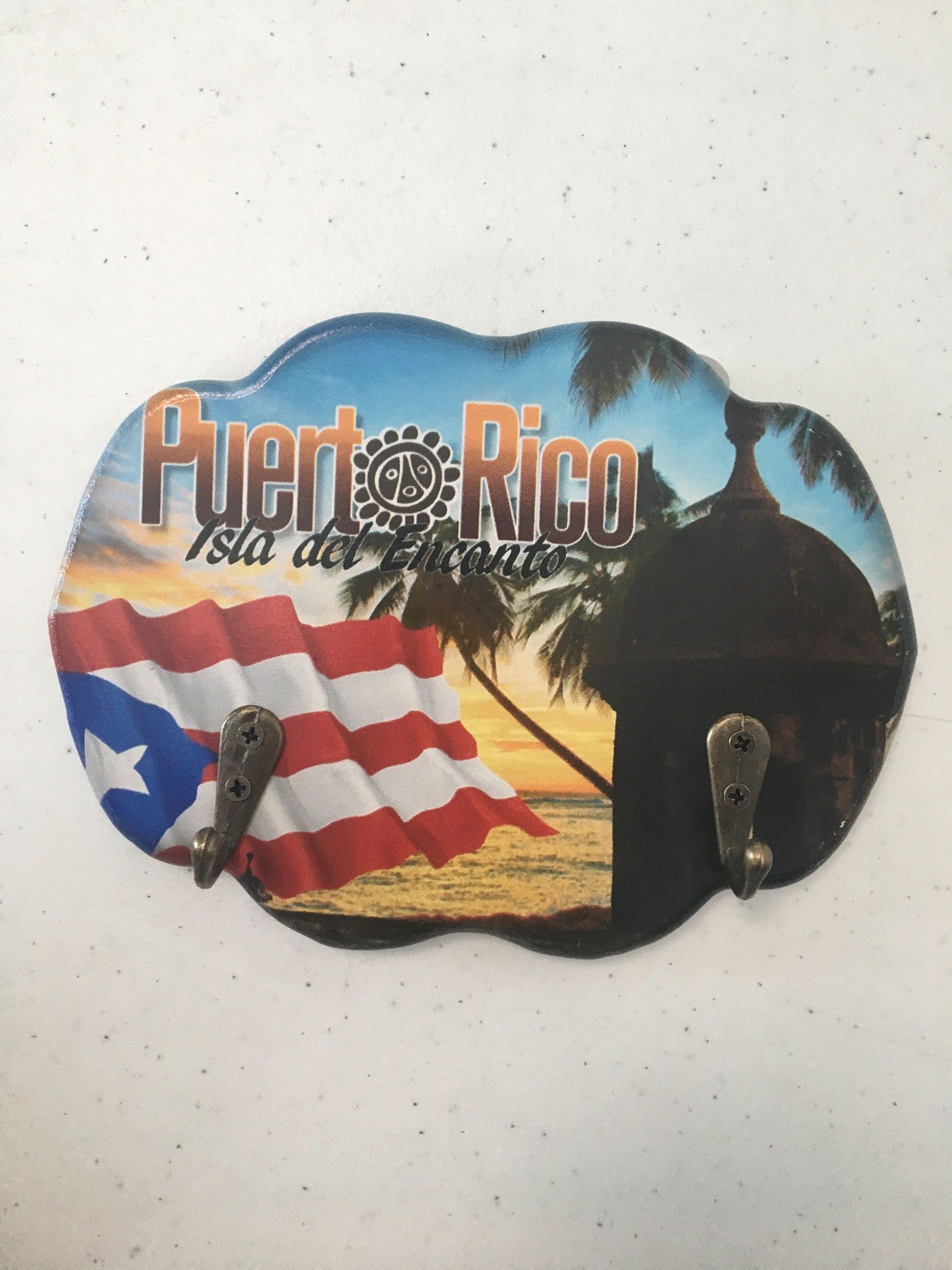 Porta llave ovalado (key Holder) - Garita y bandera junto al amanecer