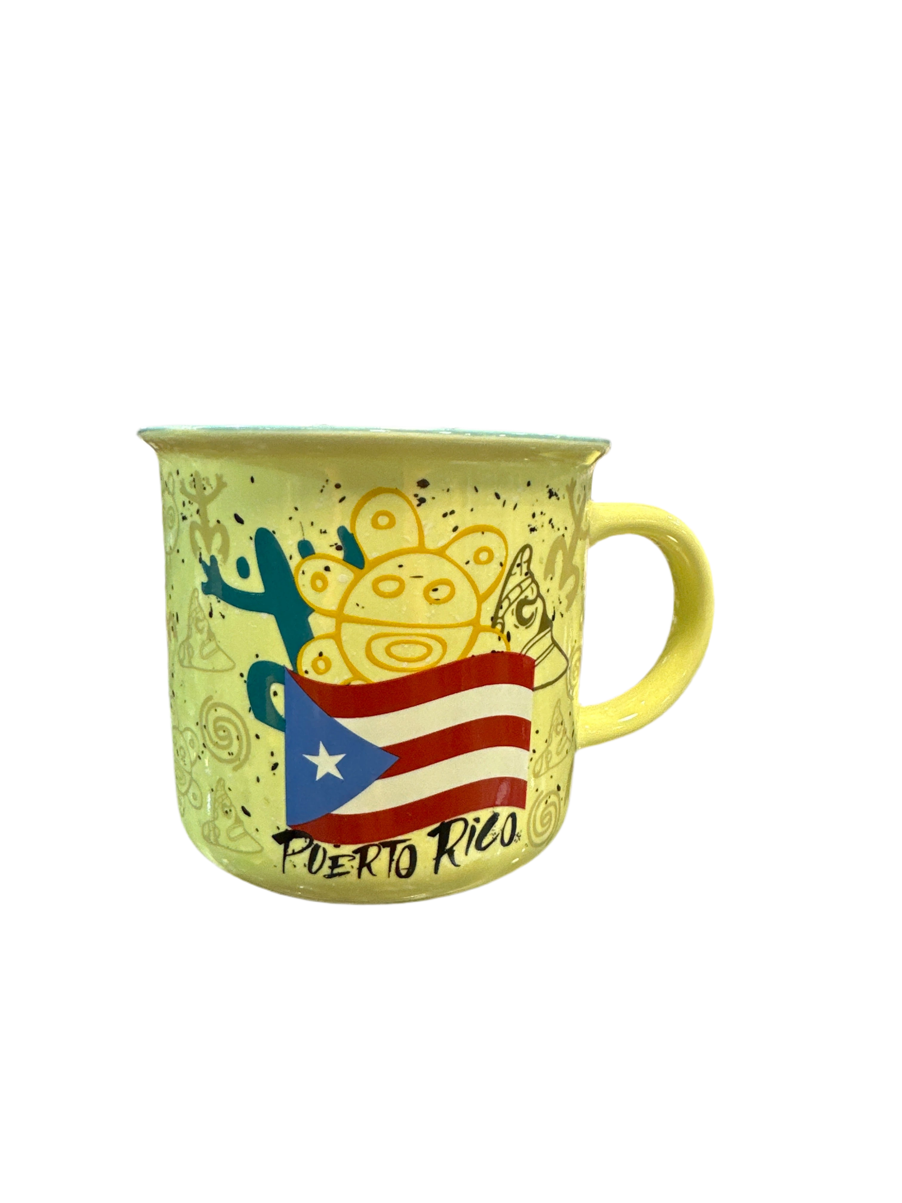 TAZA DE PUERTO RICO SIMBOLOS TAINOS Y BANDERA - PUERTO RICO COFFE MUG COQUI AND FLAG