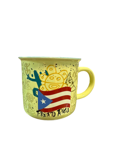 TAZA DE PUERTO RICO SIMBOLOS TAINOS Y BANDERA - PUERTO RICO COFFE MUG COQUI AND FLAG