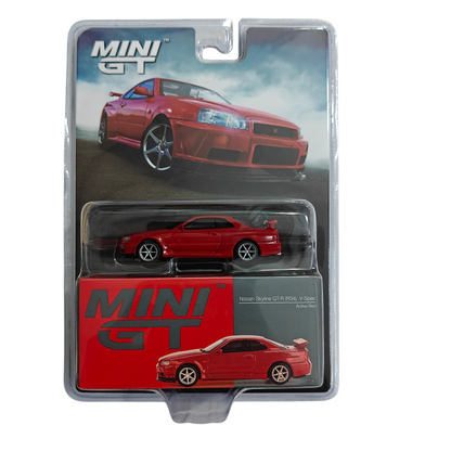 1/64 NISSAN SKYLINE GT-R (R34) V-SPEC ACTIVE RED - MINI GT
