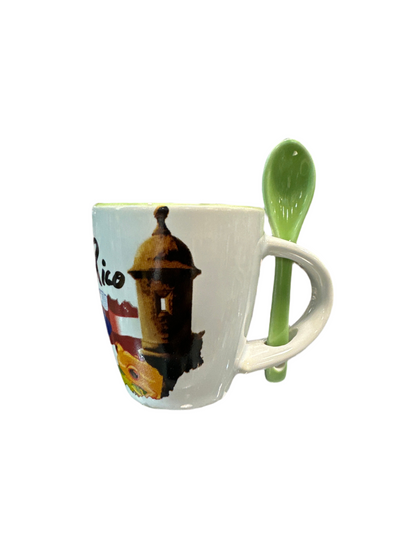 SMALL MUG GARITA DE PUERTO RICO  CON COQUI W/SPOON