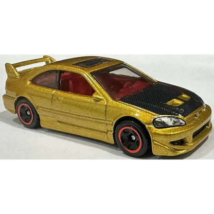 1/64 HONDA CIVIC SI GOLD W/CARBON HOOD - HOTWHEELS