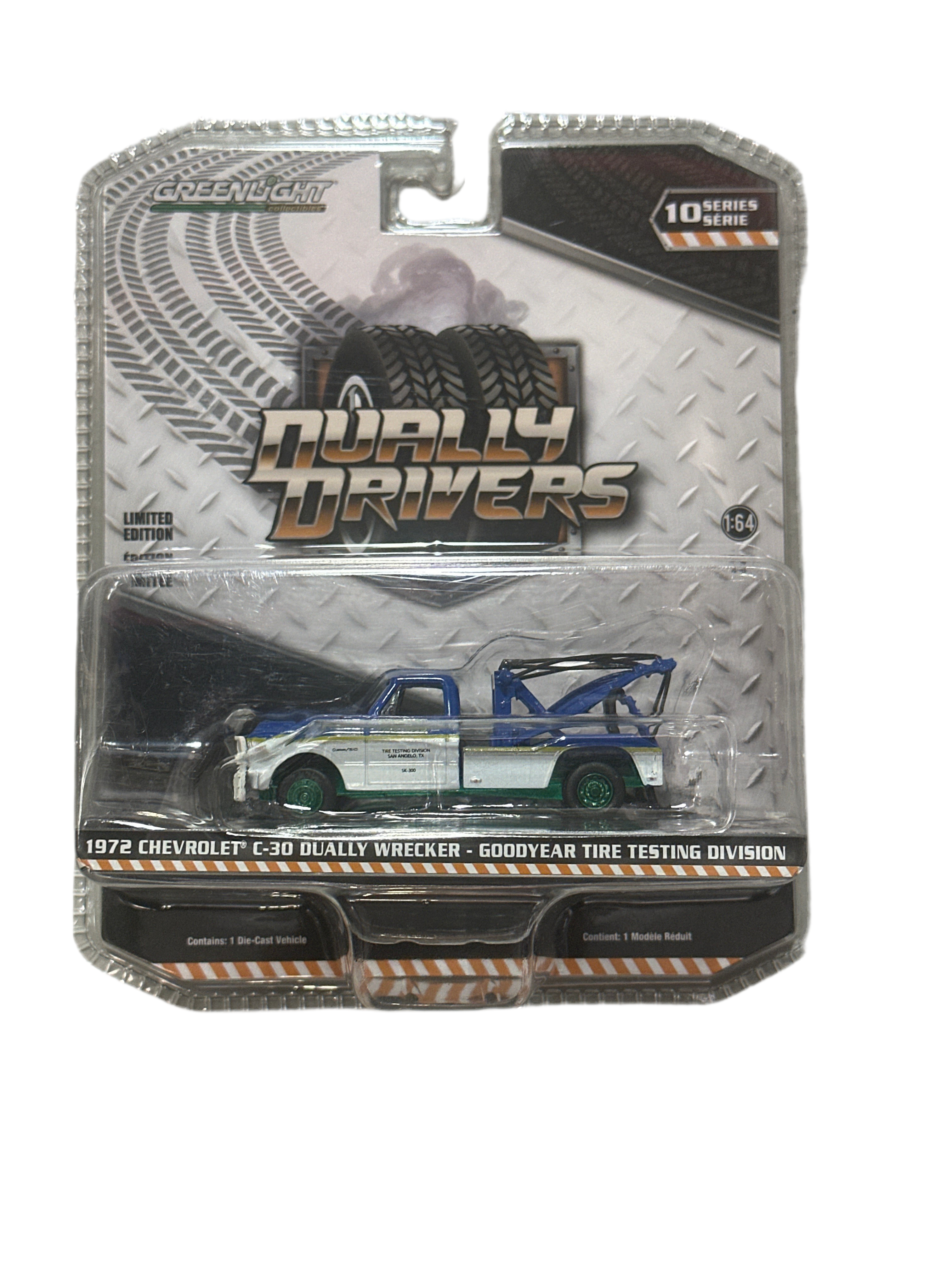 1/64 1969 CHEVROLET C-30 DUALLY WRECKER ("CHASE" GREEN RIMS VARIATION) - ORVILLE'S DAY & NITEC- DUALLY DRIVERS