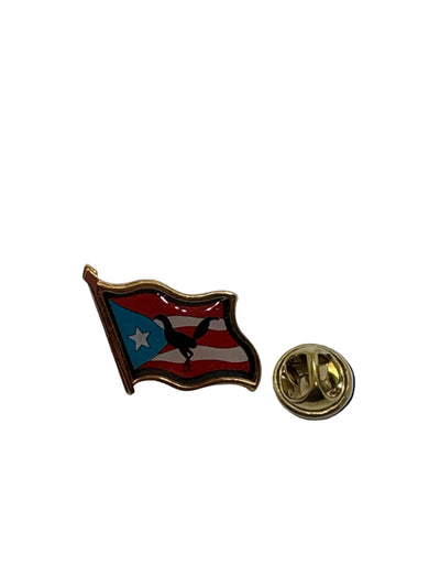 PIN BANDERA DE PUERTO RICO CON GALLO