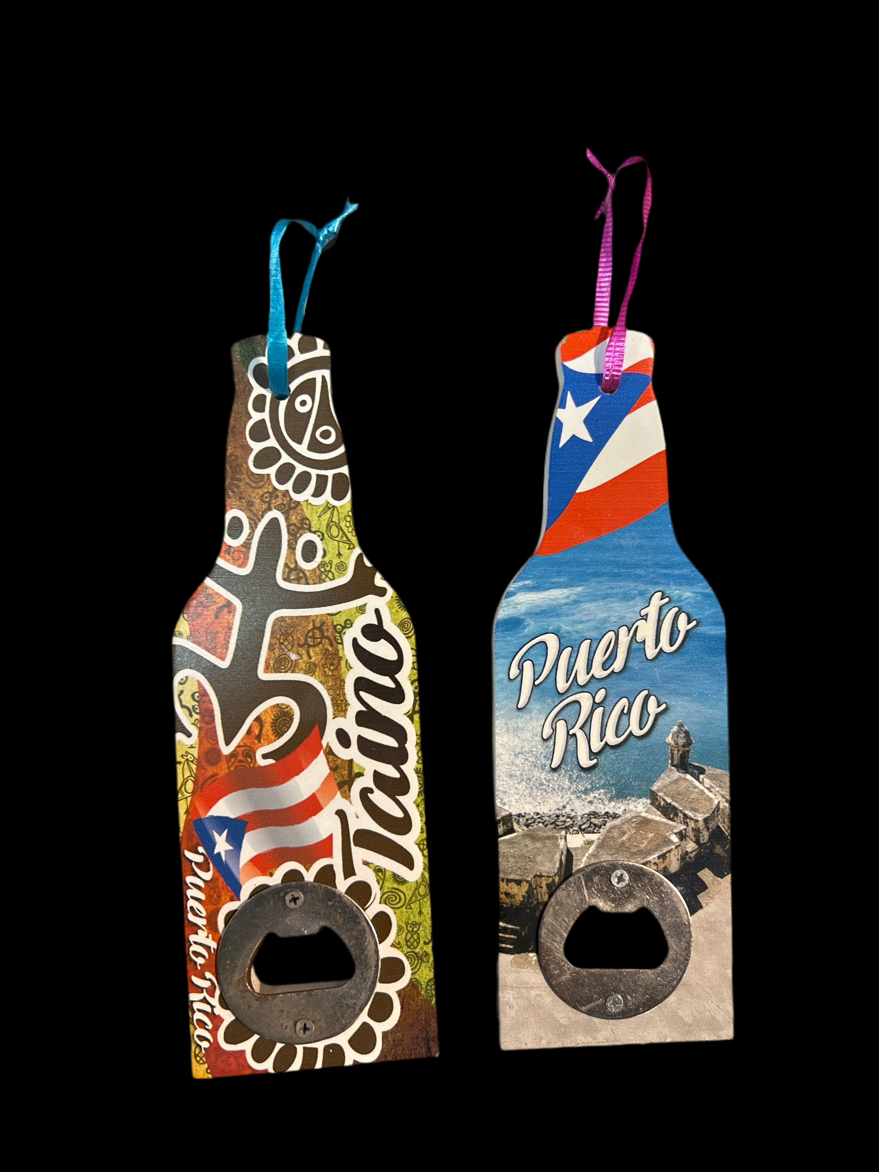 ABREBOTELLAS DE MADERA CON DISEÑO DE PUERTO RICO