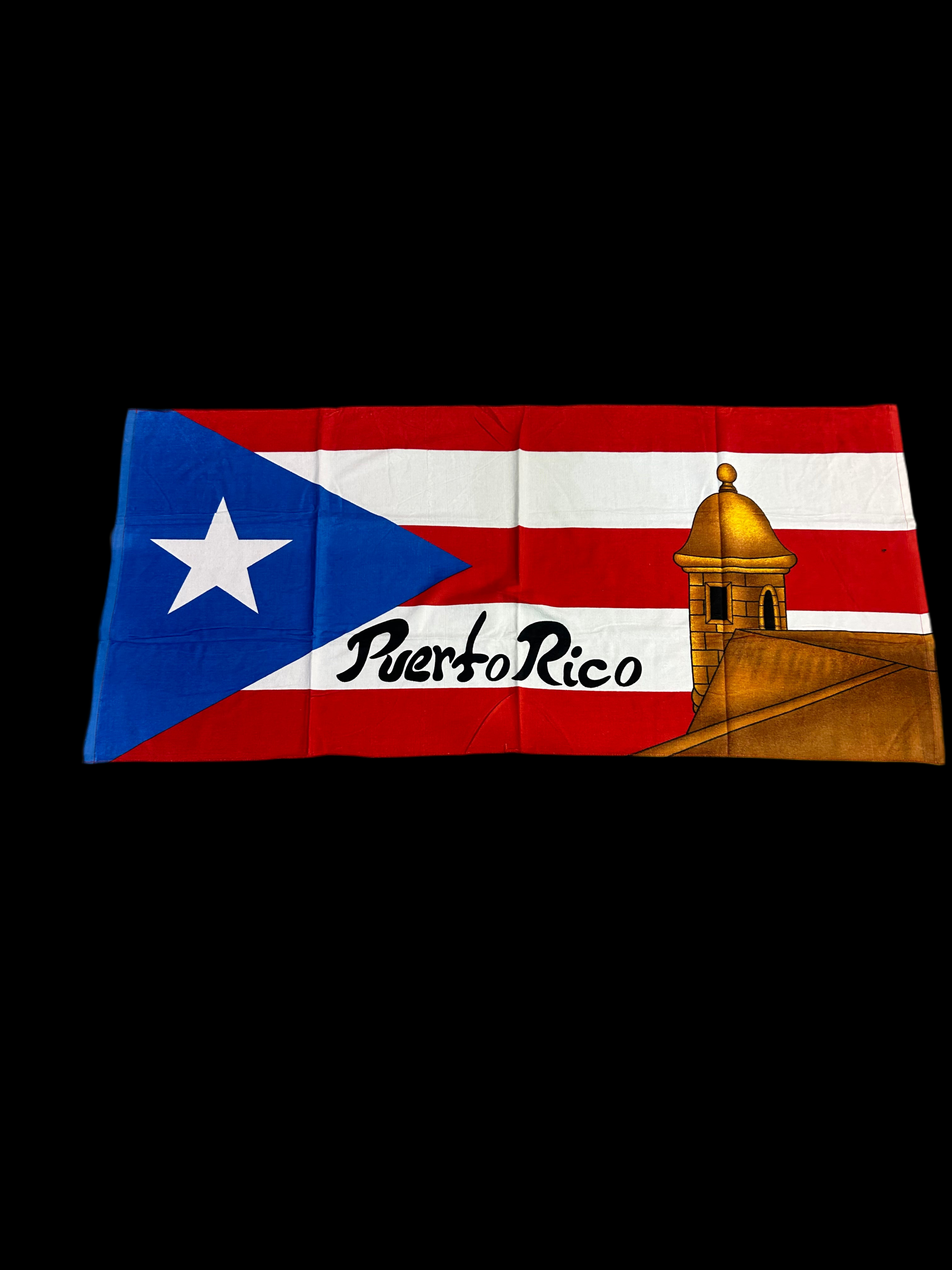 PUERTO RICO FLAG AND MORRO BEACH TOWEL / TOALLA DE PLAYA BANDERA DE PUERTO RICO CON EL MORRO