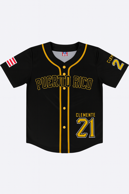 PUERTO RICO BASEBALL BLACK JERSEY ADULTS