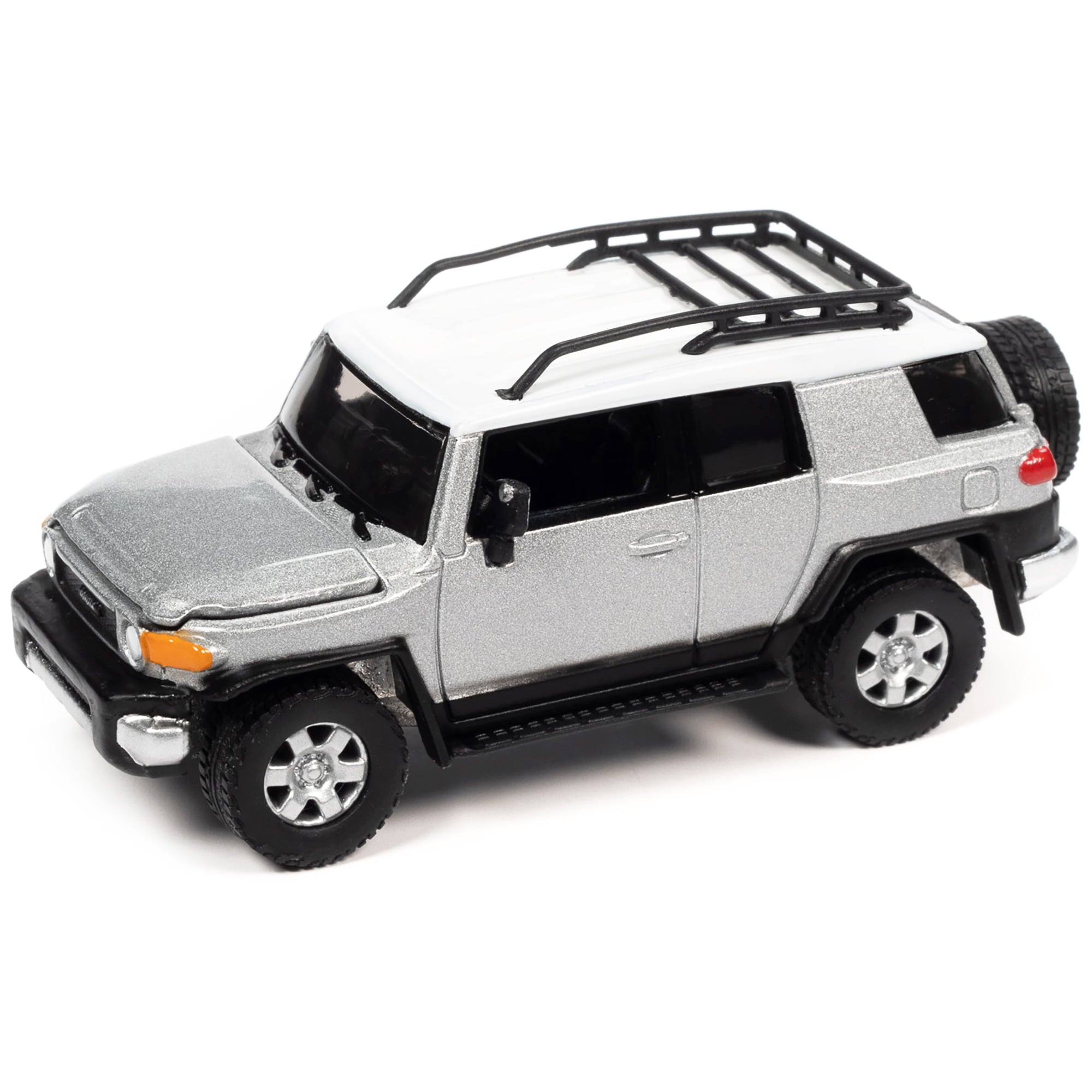 1/64 2007 TOYOTA FJ CRUISER TITANIUM SILVER METALLIC W/ WHITE TOP AND ROOFRACK