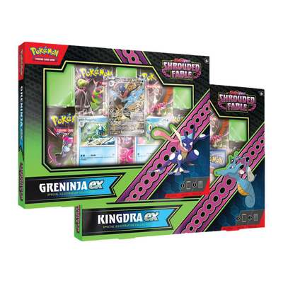 COLECCIÓN ESPECIAL DE ILUSTRACIONES DE POKEMON SCARLET &amp; VIOLET SHROUDED FABLE GRENINJA &amp; KINGDRA EX. 