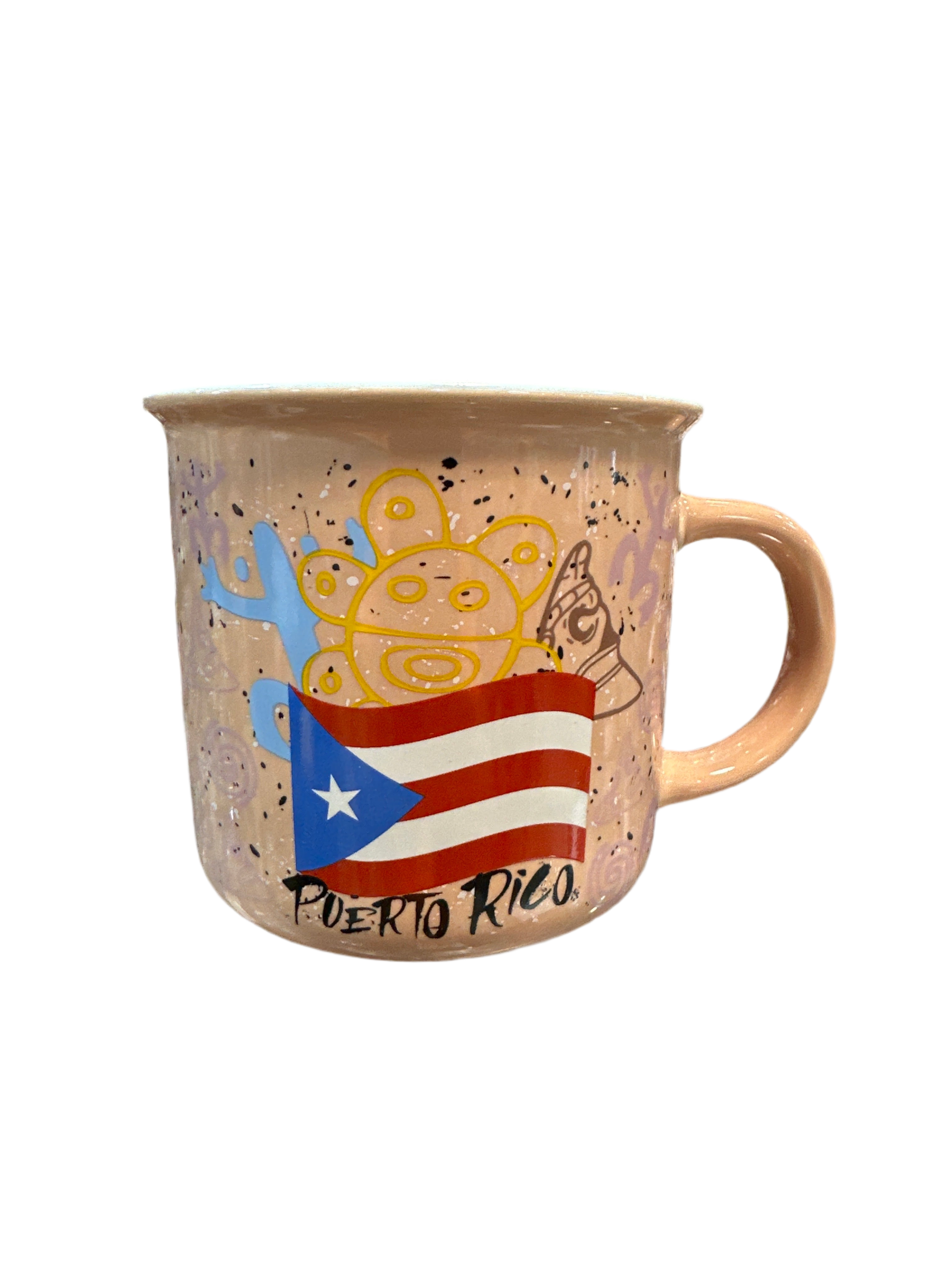 TAZA DE PUERTO RICO SIMBOLOS TAINOS Y BANDERA - PUERTO RICO COFFE MUG COQUI AND FLAG