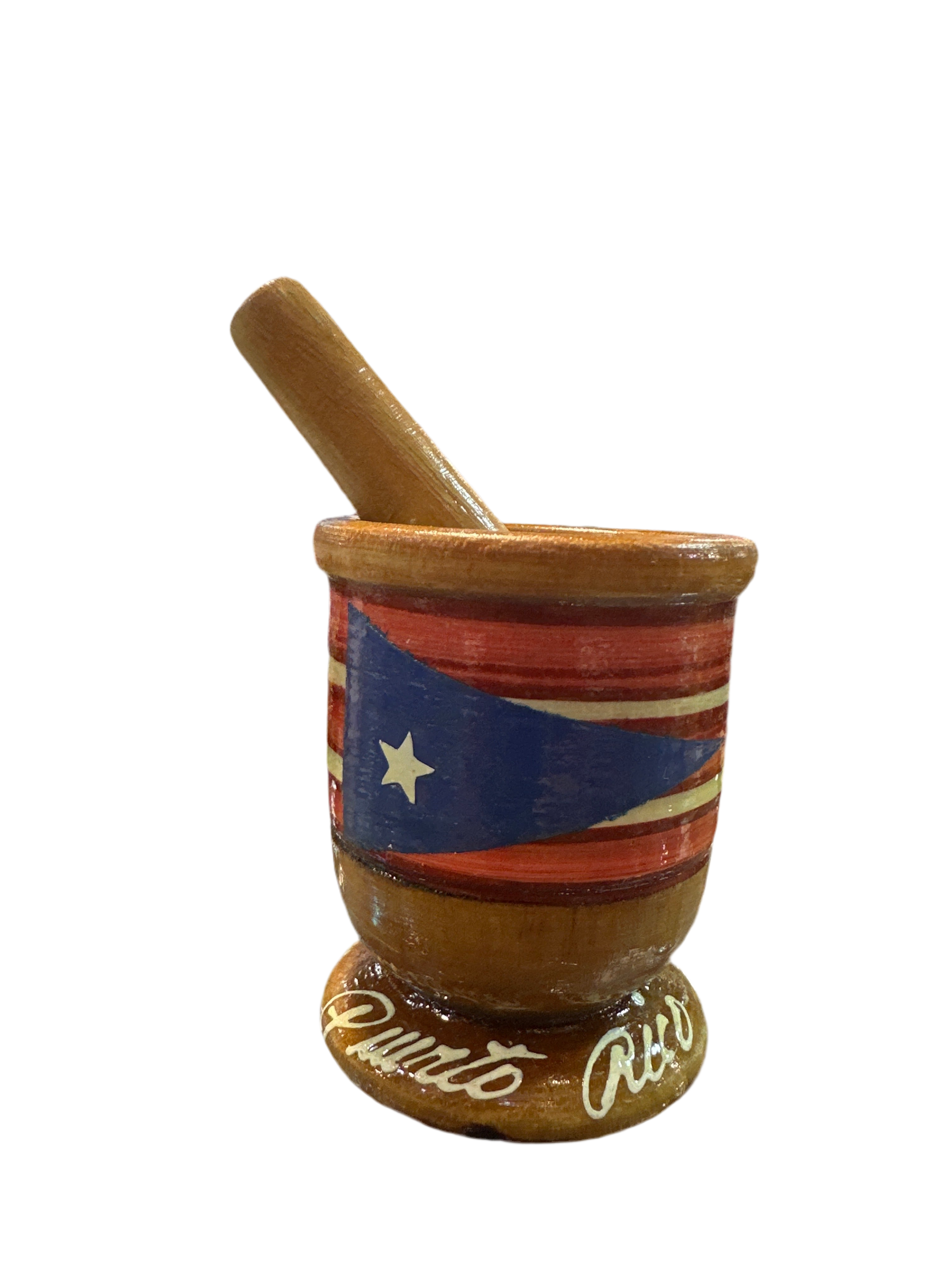 PILONCITO EN MADERA CON BANDERA DE PUERTO RICO