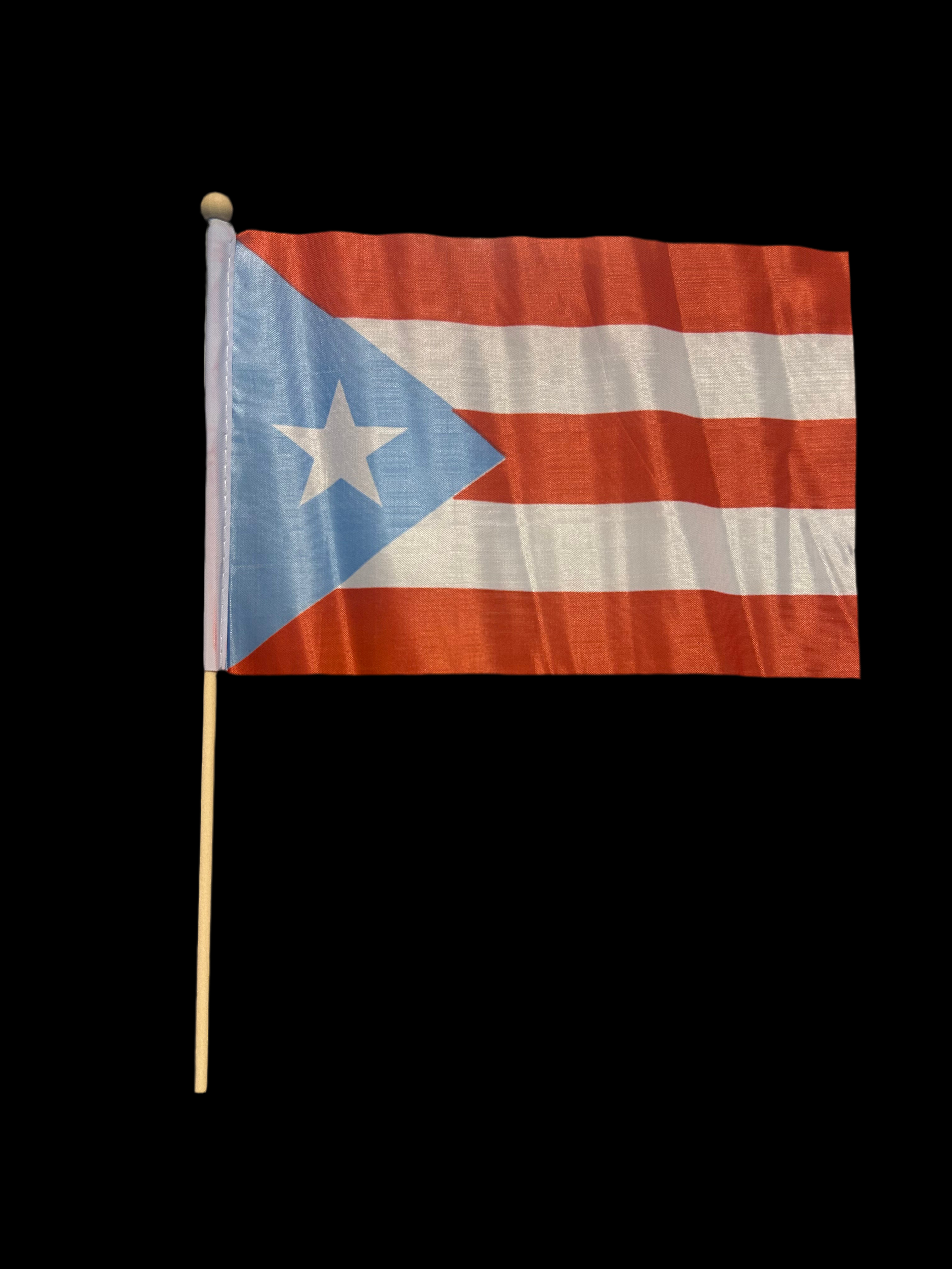 PUERTO RICO 6” X 9” FLAG WITH STICK LIGHTBLUE - BANDERA 6” X 9” DE PUERTO RICO CON PALO AZUL CLARO