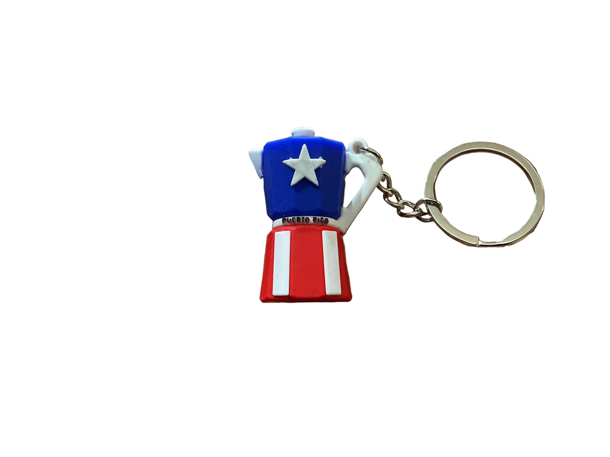 LLAVERO EN FORMA DE CAFETERA BANDERA DE PUERTO RICO