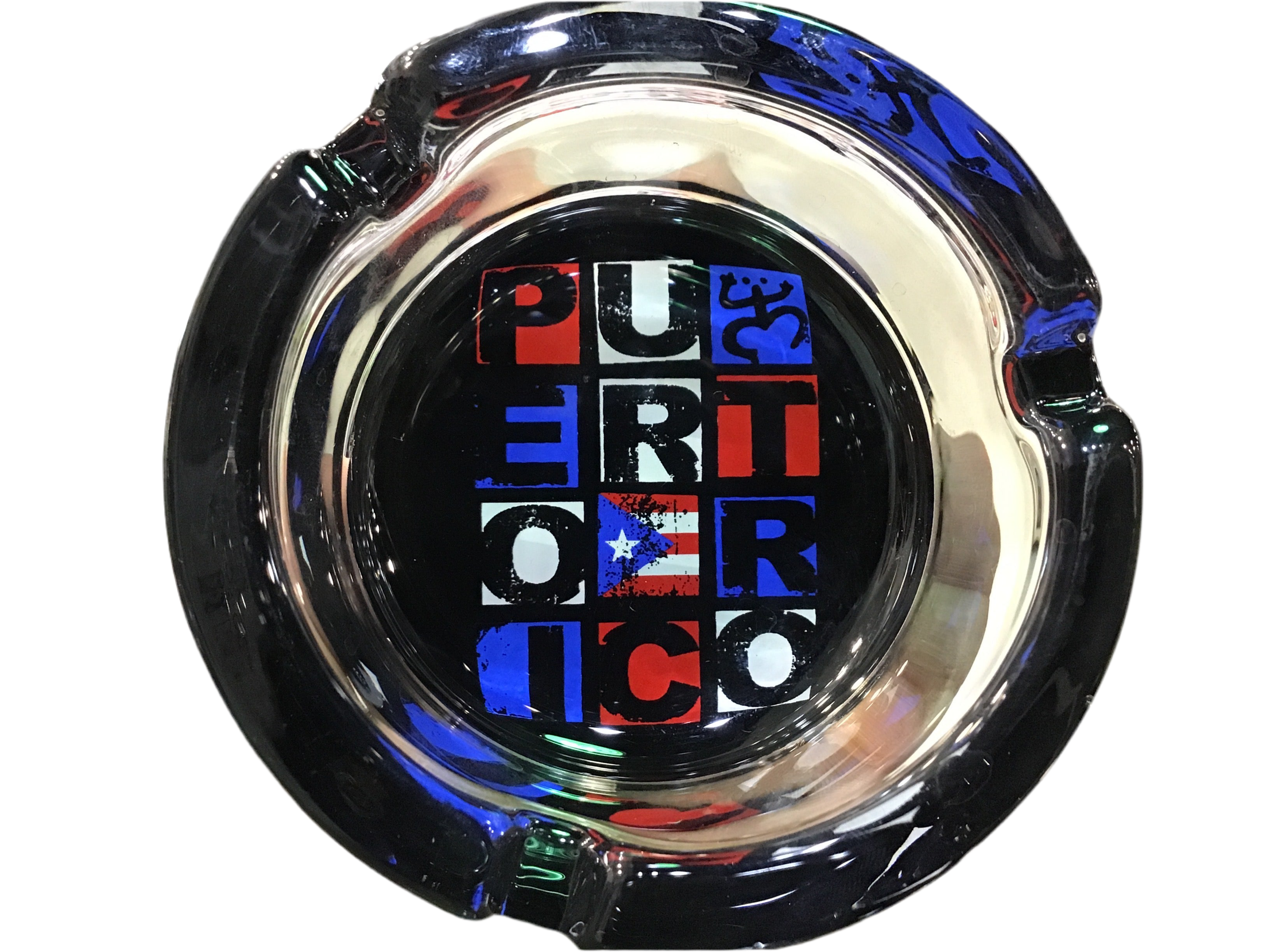 ASHTRAY PUERTO RICO WITH RED, BLUE AND WHITE-CENICERO ROJO, AZUL Y BLANCO