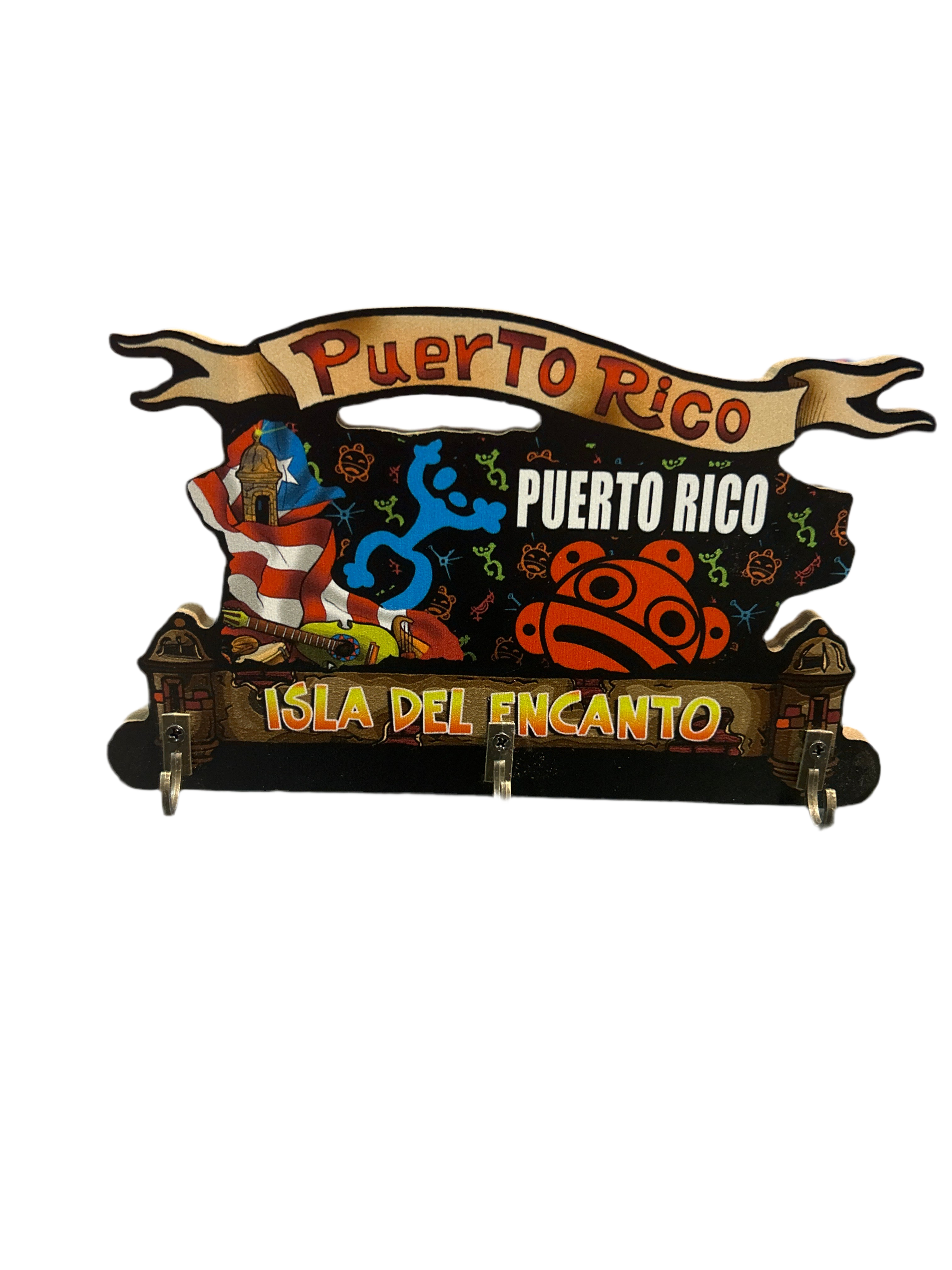 PUERTO RICO THEMED WOODEN KEY HOLDER - PORTALLAVES EN MADERA TEMÁTICA DE PUERTO RICO