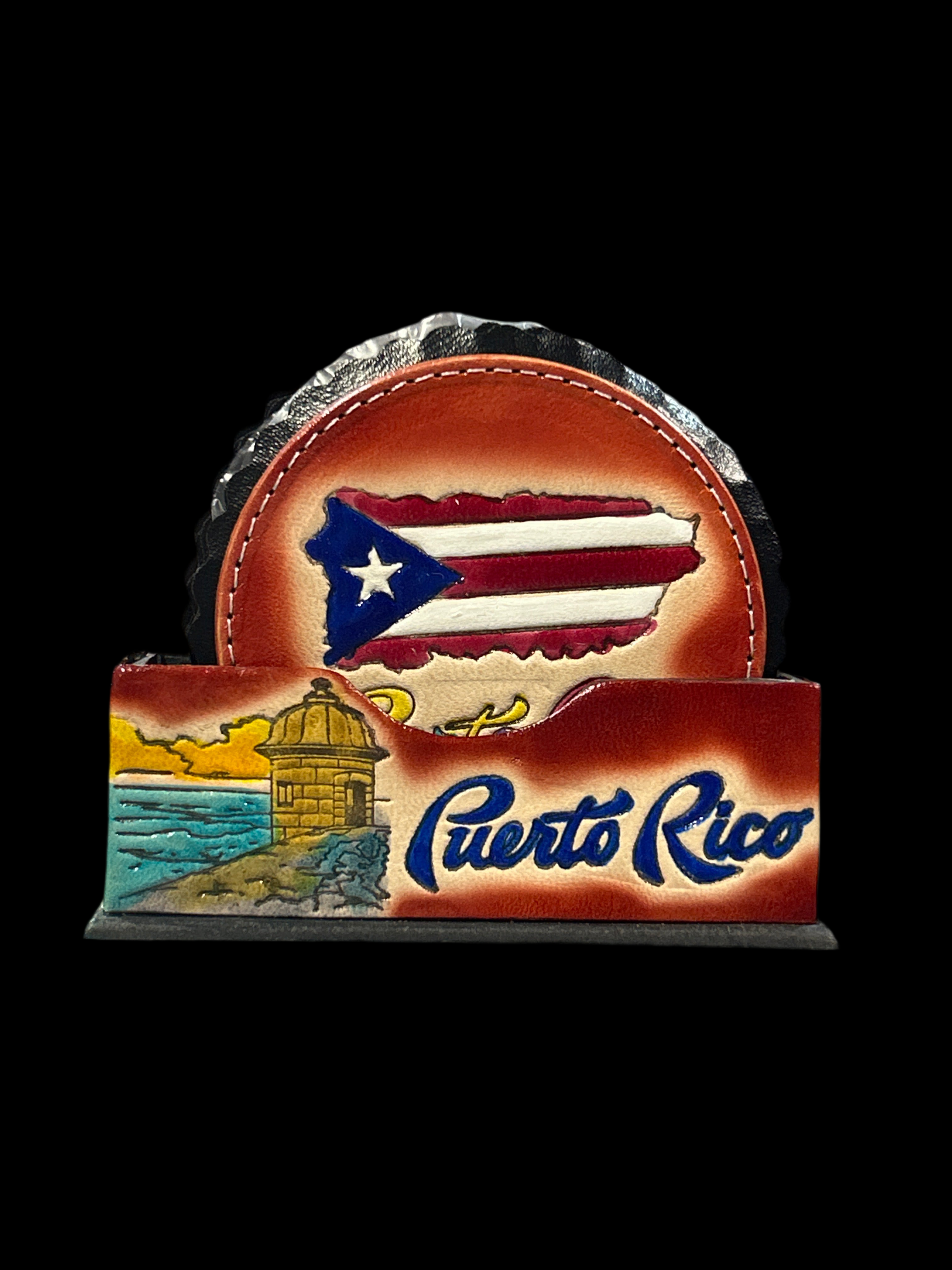 POSAVASOS - PUERTO RICO LEATHER COASTER SET