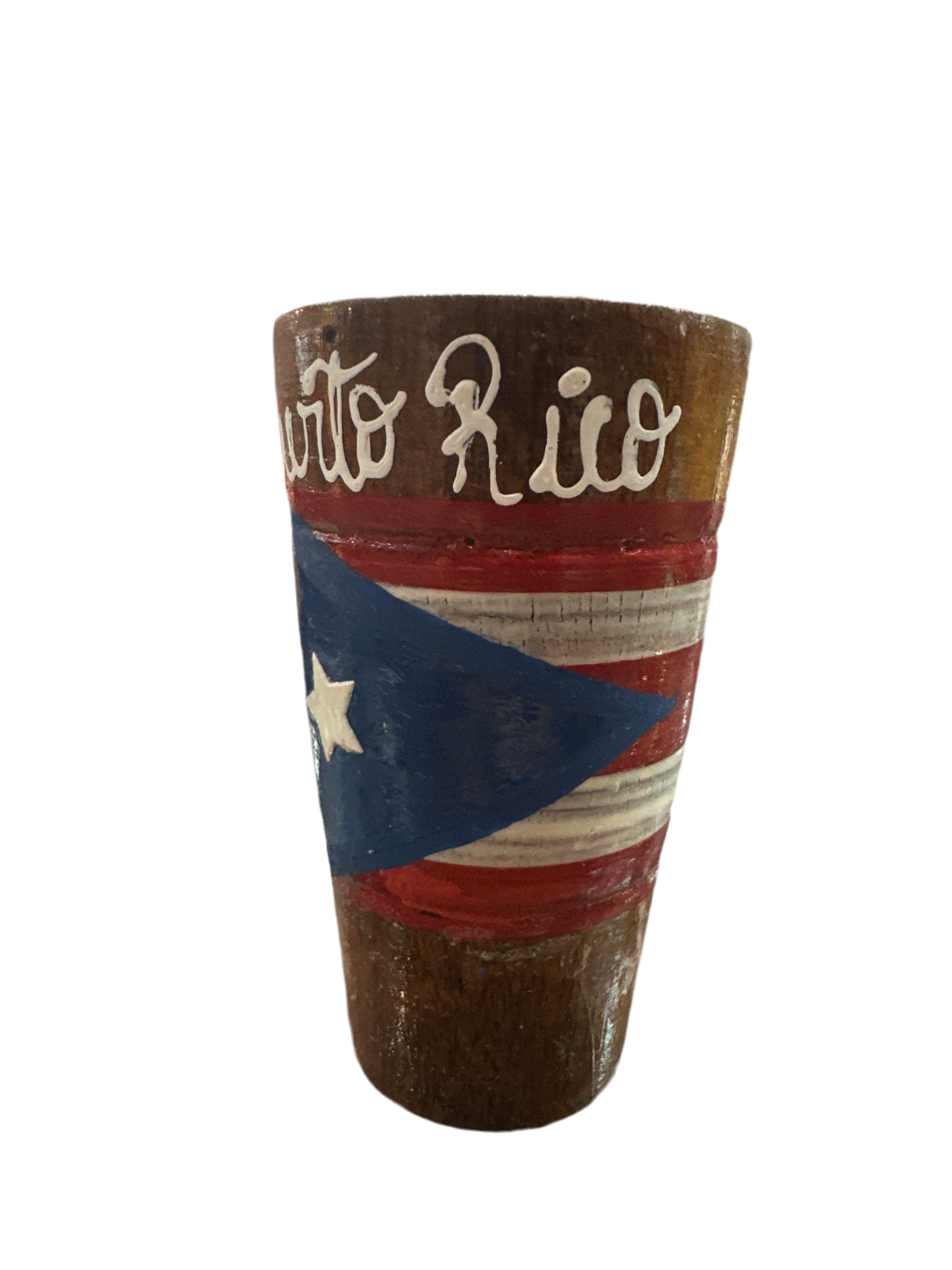 VASITO EN MADERA CON BANDERA DE PUERTO RICO