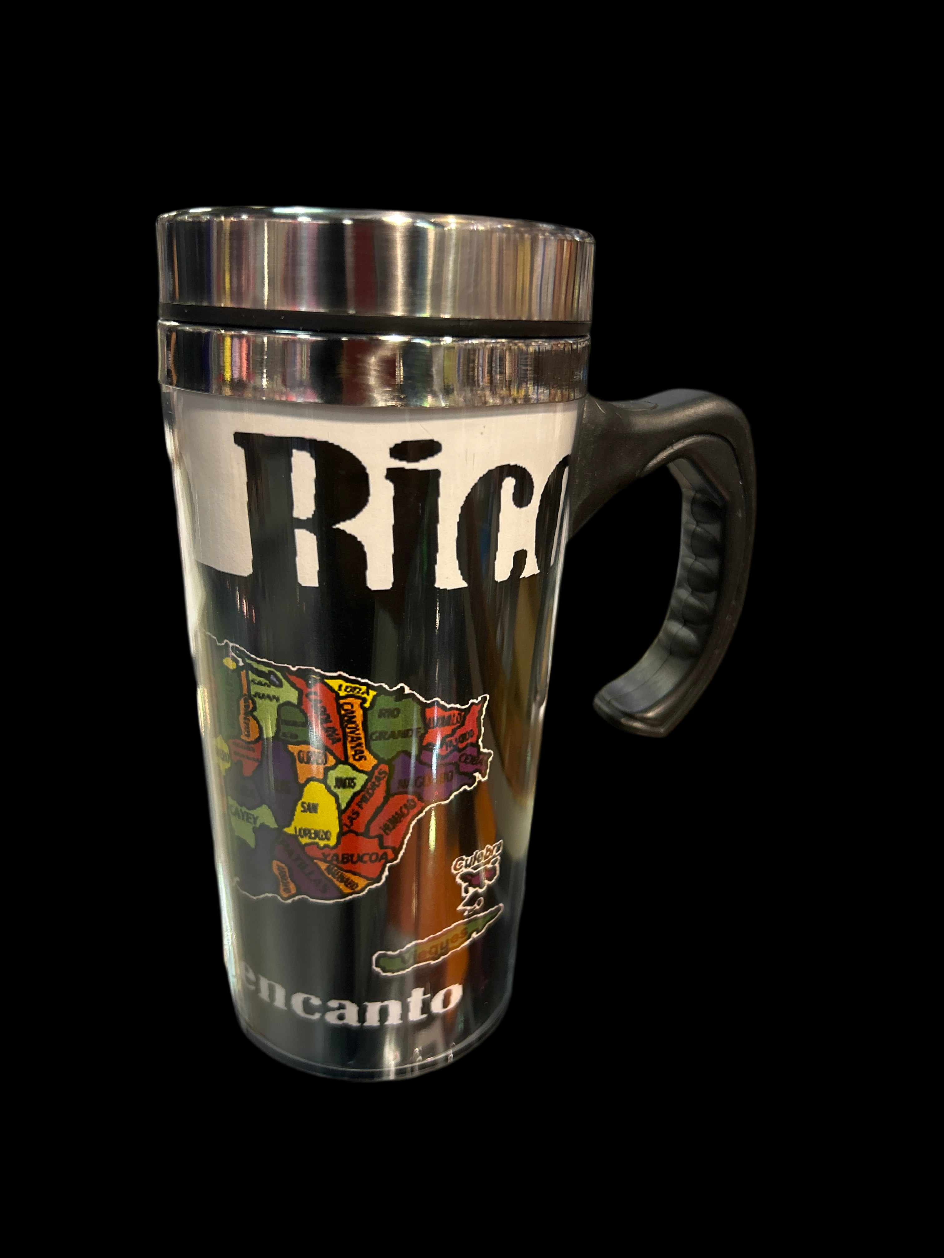 PUERTO RICO MAP THERMAL CUP WITH HANDLE - VASO TERMAL DE PUERTO RICO CON AGARRADERA