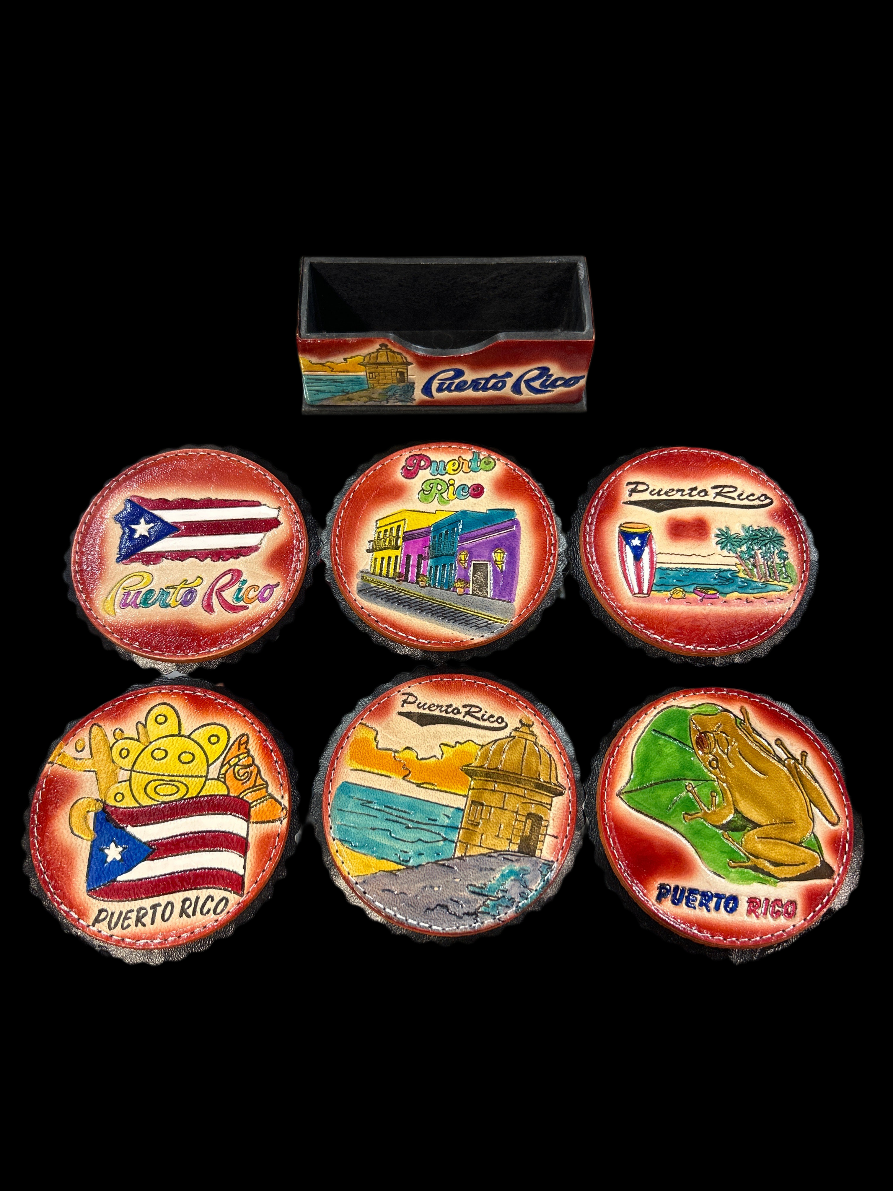 POSAVASOS - PUERTO RICO LEATHER COASTER SET