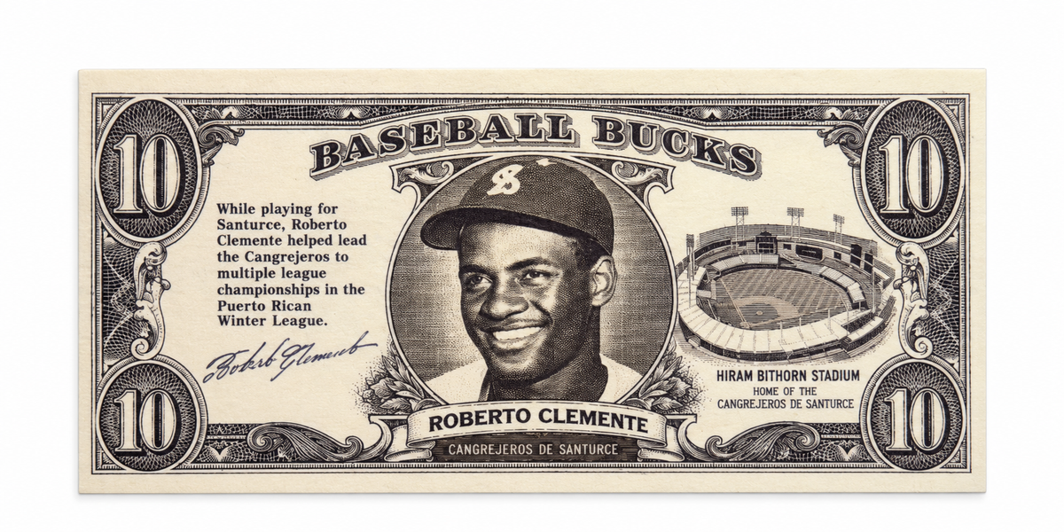 ROBERTO CLEMENTE BASEBALL BUCK PUERTO RICO   TRADING CARD / TARJETA DEPORTIVA ROBERTO CLEMENTE PUERTO RICO BASEBALL BUCK