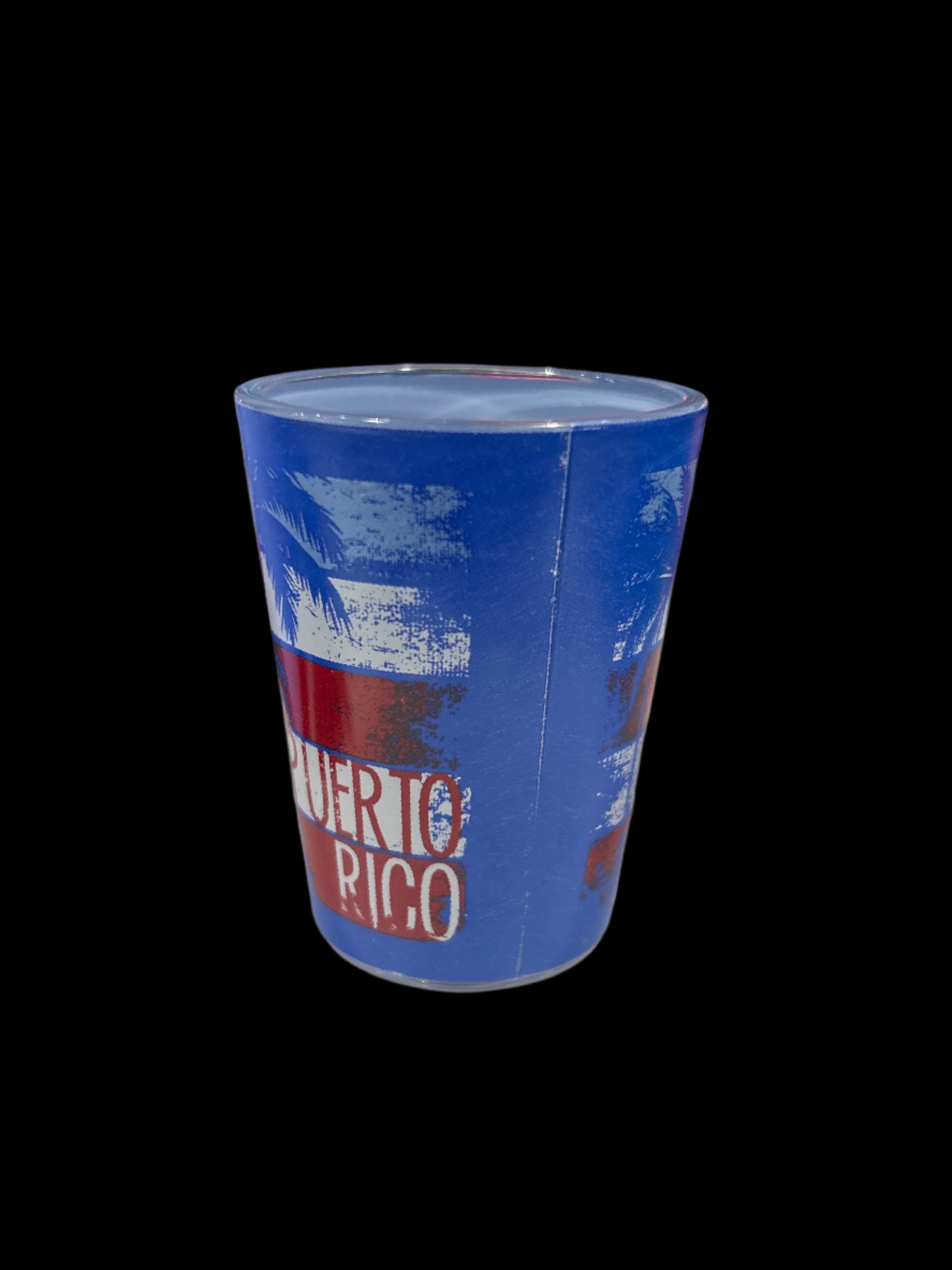 3" PUERTO RICO PALMS ON BLUE SHOTGLASS