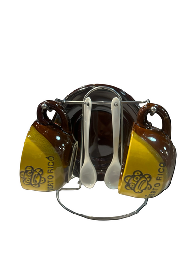 PUERTO RICO COFFEE SET WITH TAINO SUN DESIGN (6PCS)