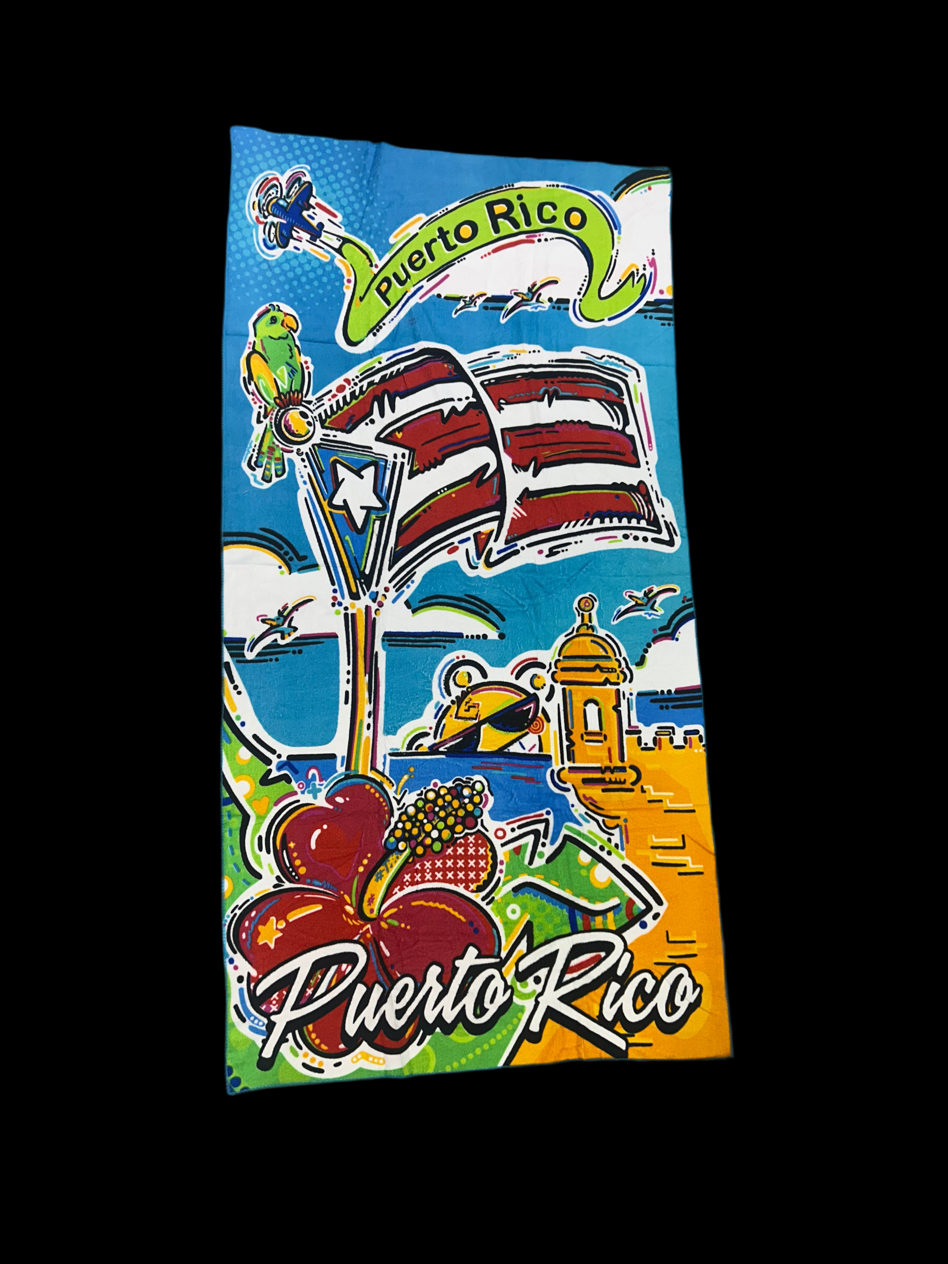 PUERTO RICO BEACH TOWEL POP COLORS ART