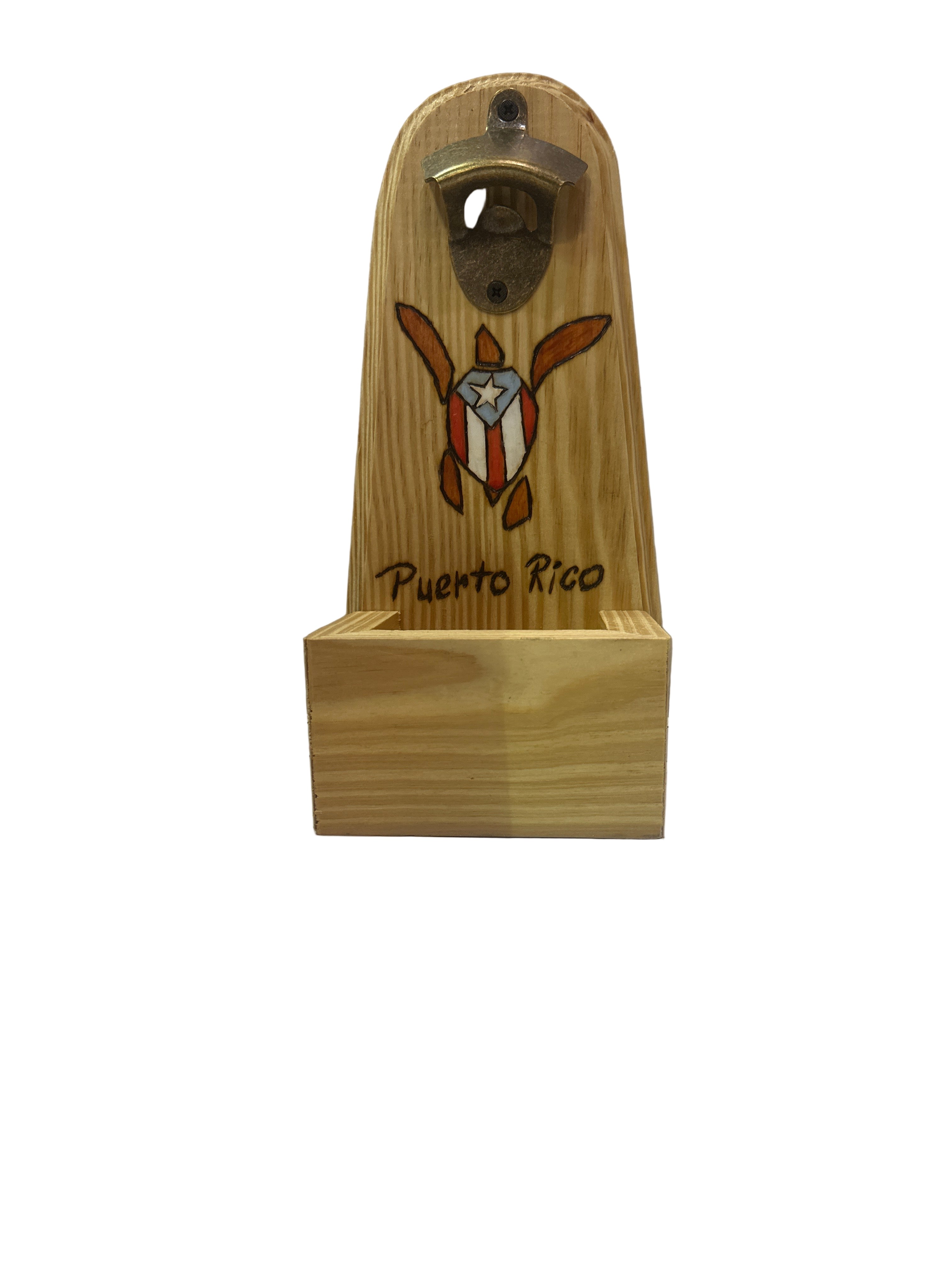 ABRIDOR DE BOTELLAS ARTESANAL PUERTORRIQUEÑO EN MADERA.