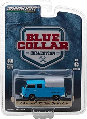 VOLKSWAGEN T2 DOKA DOBLE CABINA - VEHÍCULO AZUL A ESCALA 1/64