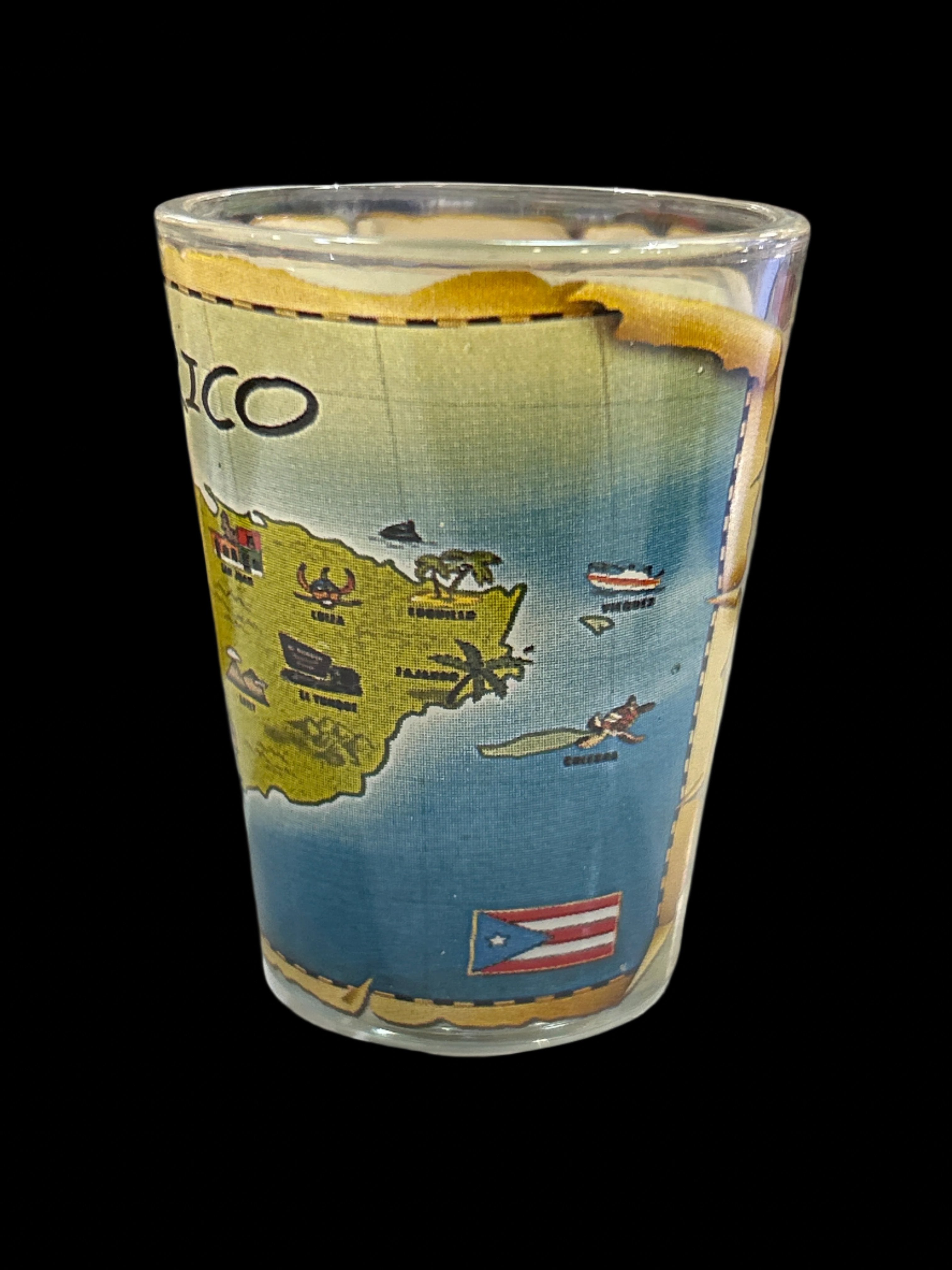 VASO DE CHUPITO DE 3" CON MAPA DE PUERTO RICO