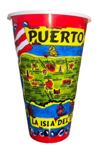 MAPA DE PUERTO RICO VASO PLASTICO GRANDE PR