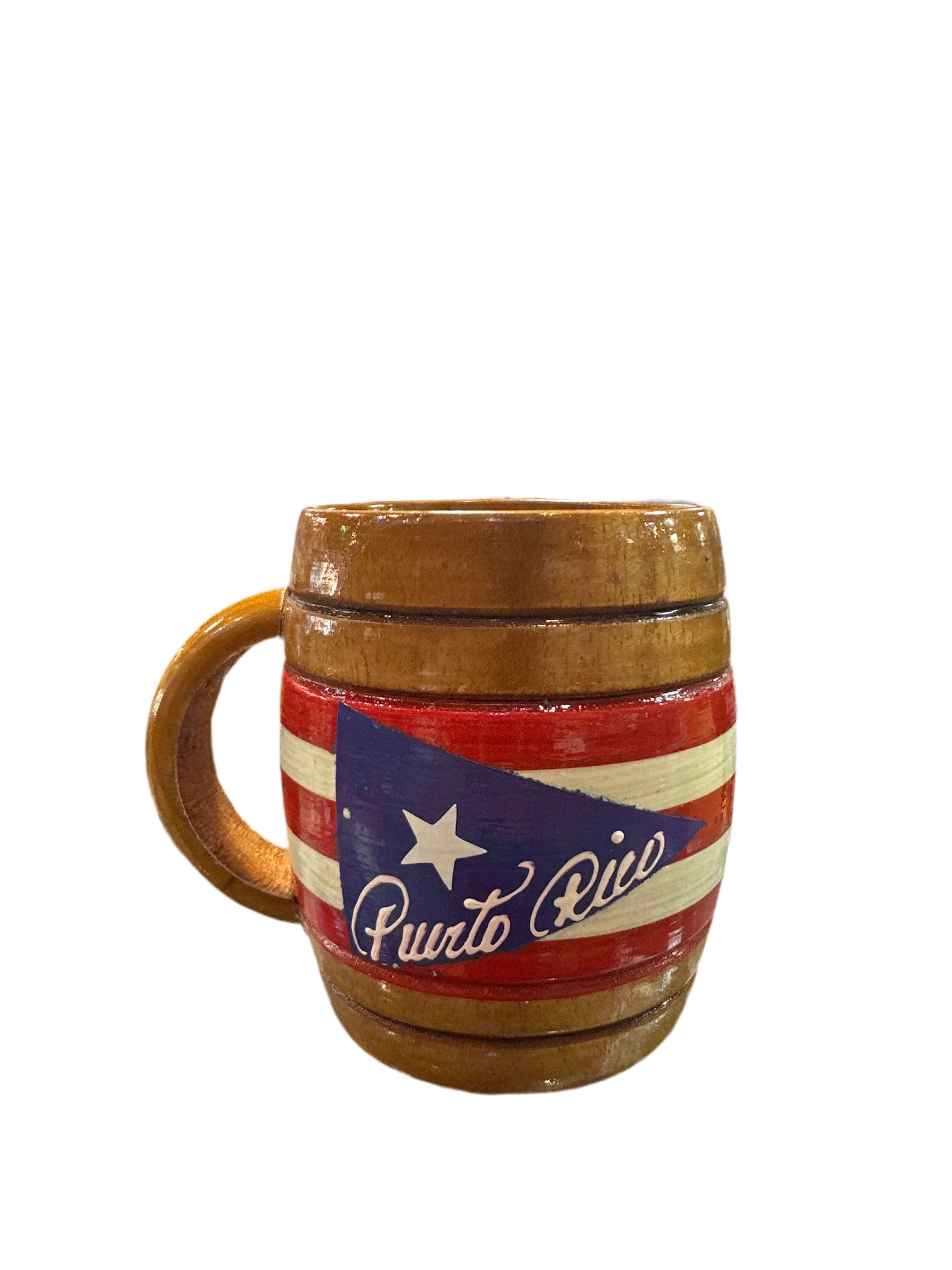 JARRA DE MADERA CON BANDERA DE PUERTO RICO.