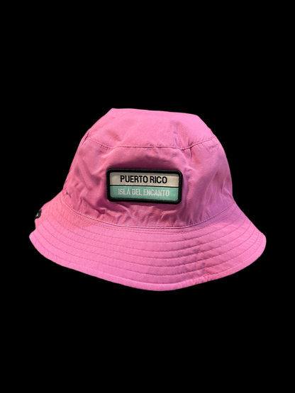 SOMBRERO REVERSIBLE DE PUERTO RICO- PUERTO RICO FLOWER BUCKET HAT REVERSIBLE PINK AND BLUE